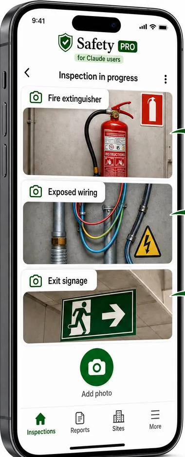 An inspection in progress with photos in Safety PRO